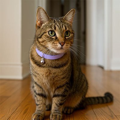 Collier chat anti étranglement violet avec clochette