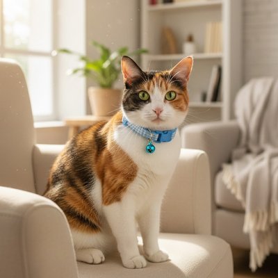 Collier chat bleu à paillettes avec grelot - Chat tricolore avec collier sécurisé et confortable