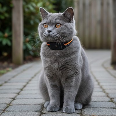 Collier GPS chat gris British Shorthair