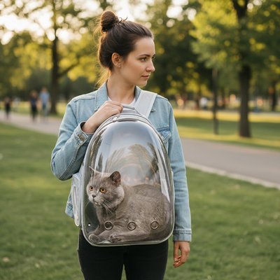 Sac à dos pour Chat en situation d' utilisation lors d'une randonnée