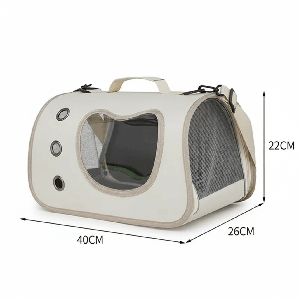 Dimensions du sac de transport pour chat : 40 cm longueur × 26 cm largeur × 22 cm hauteur