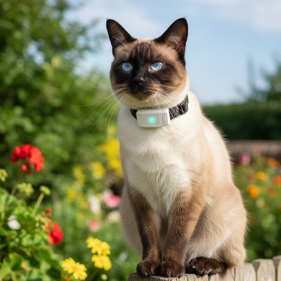 Chat siamois avec collier GPS