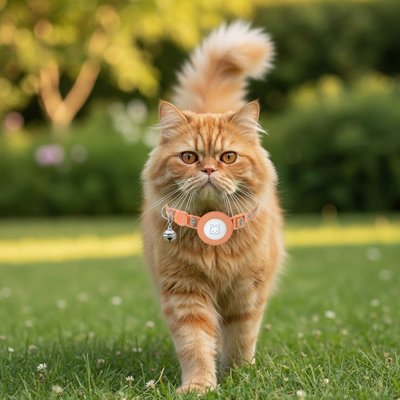  Chat persan roux avec collier GPS rose premium pour chat