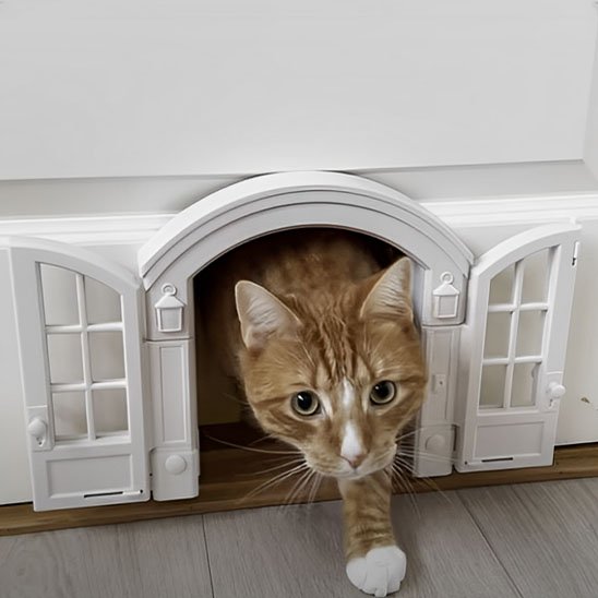 "Détail mécanisme chatière sécurisée"