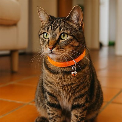 Collier chat anti étranglement orange avec clochette
