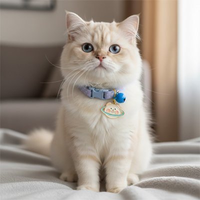 Collier chat bleu avec breloque kawaii – collier chat personnalisé