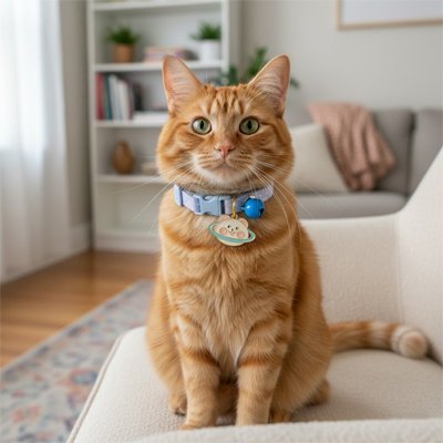 Collier chat bleu avec breloque planète – accessoire chat fantaisie