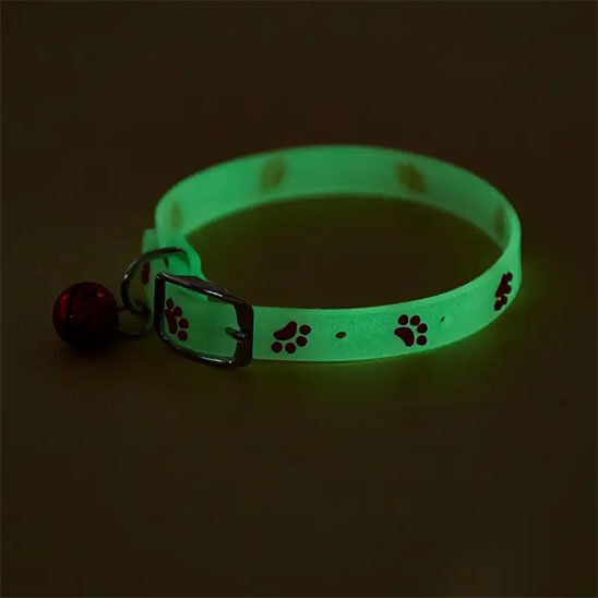 Collier chat lumineux fluorescent pattes clochette
