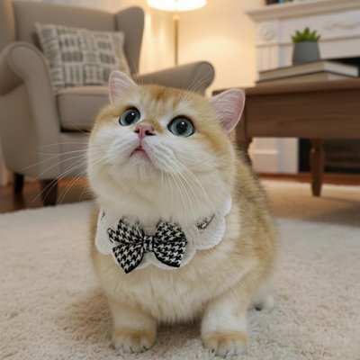 Collier Chat nœud papillon pied-de-poule