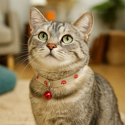 Collier chat pattes rouge avec clochette
