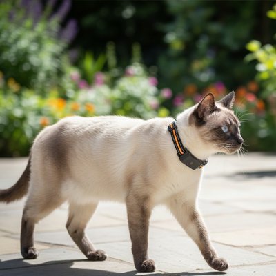 Collier GPS chat siamois en extérieur