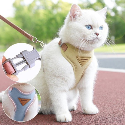  Harnais chat beige avec laisse – harnais chat anti-évasion réglable
