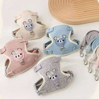 Harnais chat respirant 4 couleurs beige rose bleu gris