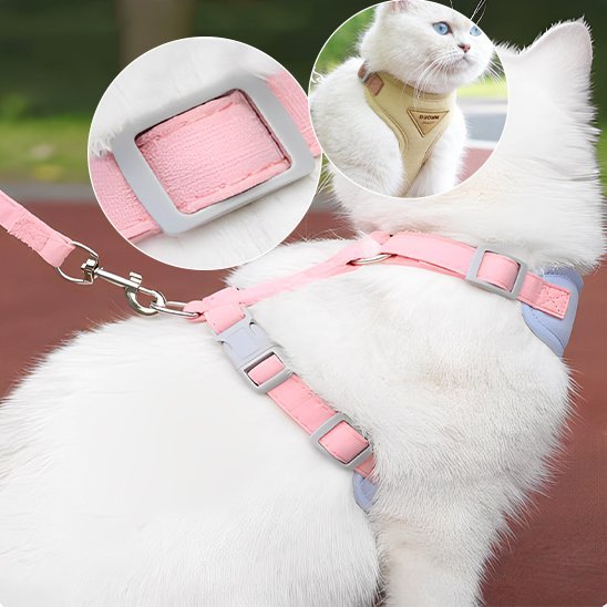  Harnais chat rose avec laisse – harnais chat confortable et réglable