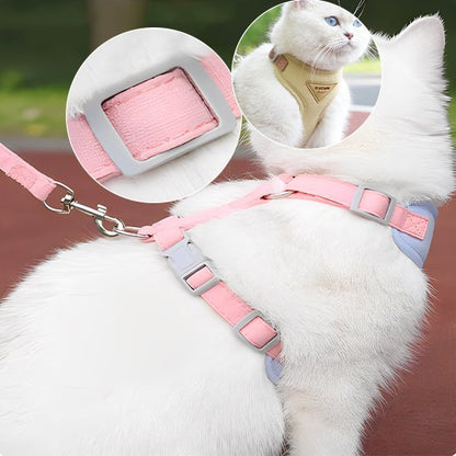  Harnais chat rose avec laisse – harnais chat confortable et réglable