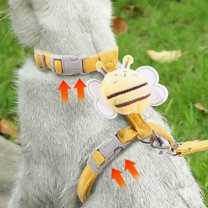 Harnais pour chat jaune abeille réglable – accessoire chat promenade
