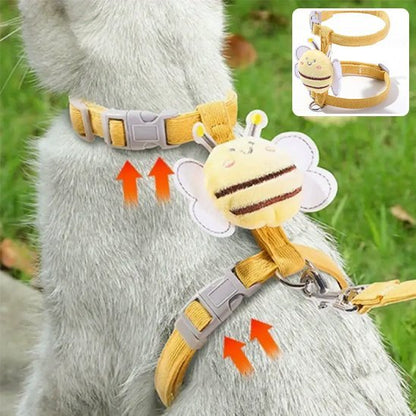 Harnais pour chat rose avec peluche abeille – harnais chat original