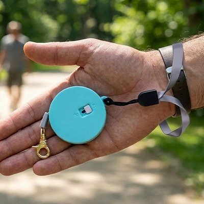Laisse pour chat rétractable bleue compacte