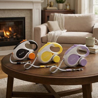 Laisses rétractables pour chat en 3 couleurs - noir, jaune, violet