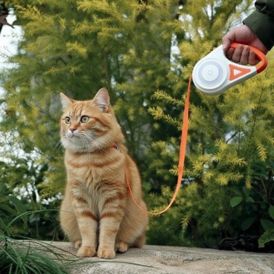 "Chat en promenade extérieure avec laisse rétractable "