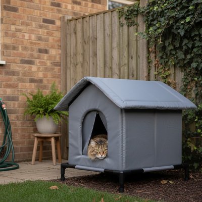 Maison chat jardin imperméable sur pieds