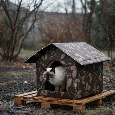 Maison pour chat extérieur étanche sur palette - Abri extérieur imperméable pour chat toutes saisons