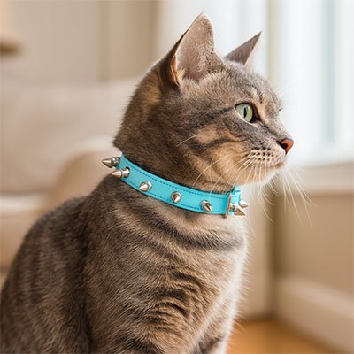 Collier élégant pour chat avec pendentif, design raffiné pour félin. 