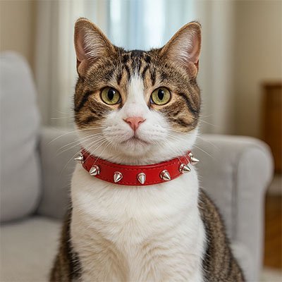 Collier Elegance Féline pour chat, vue détaillée des matériaux et finitions
