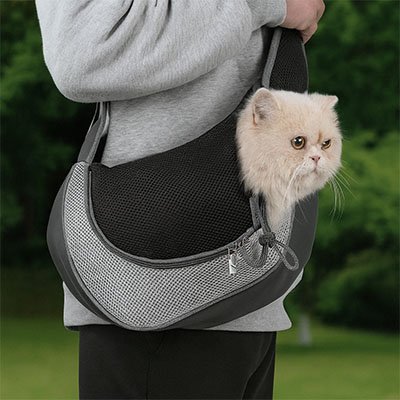 Détails du sac de voyage pour chat Minou loft avec système de ventilation et sécurit. 