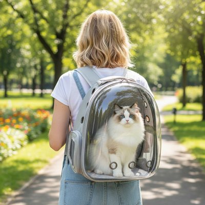 Sac à dos pour Chat avec fenêtre panoramique ventilée-Vue de face