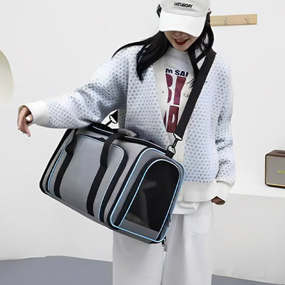 Sac transport chat bandoulière gris, vue profil