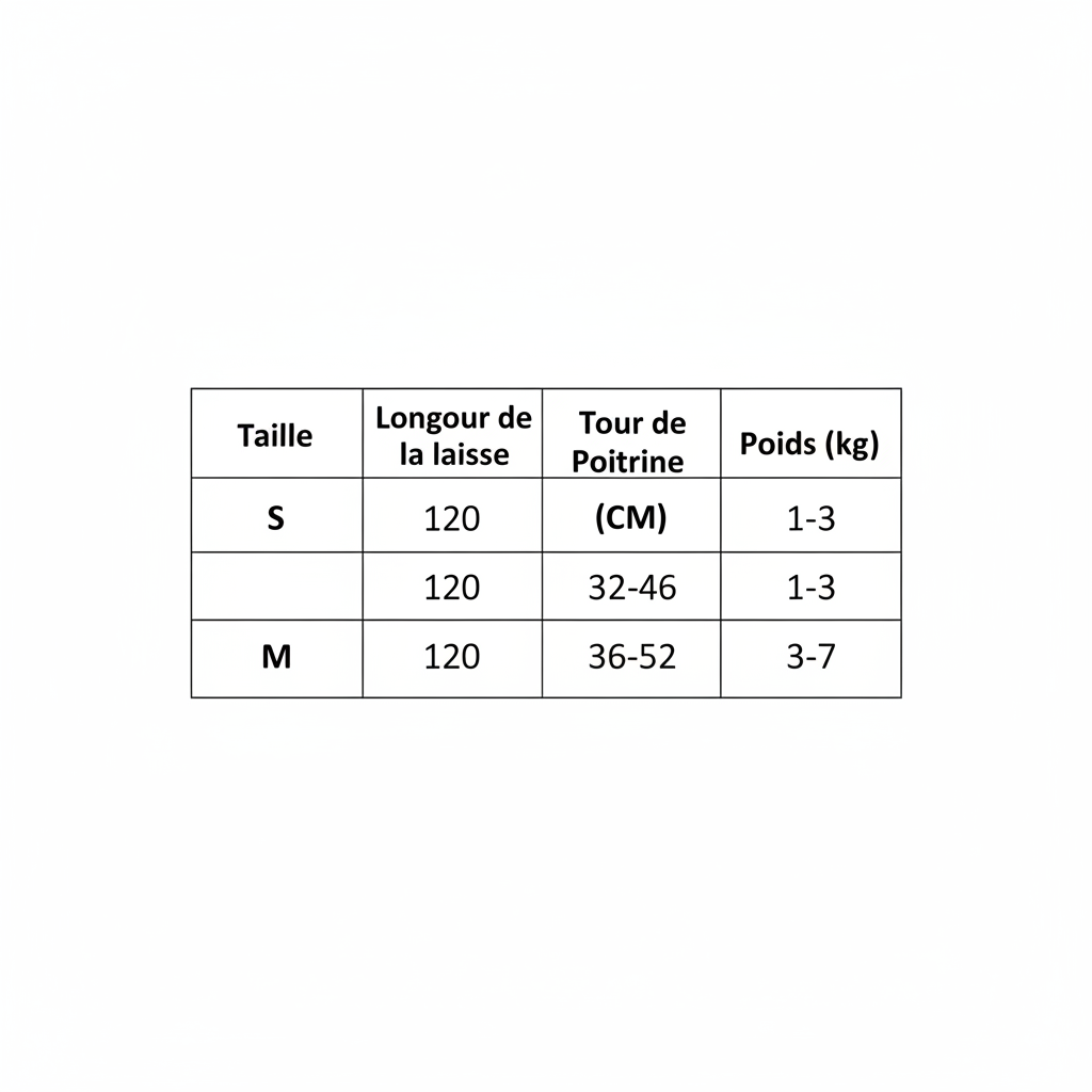 Tableau de tailles final